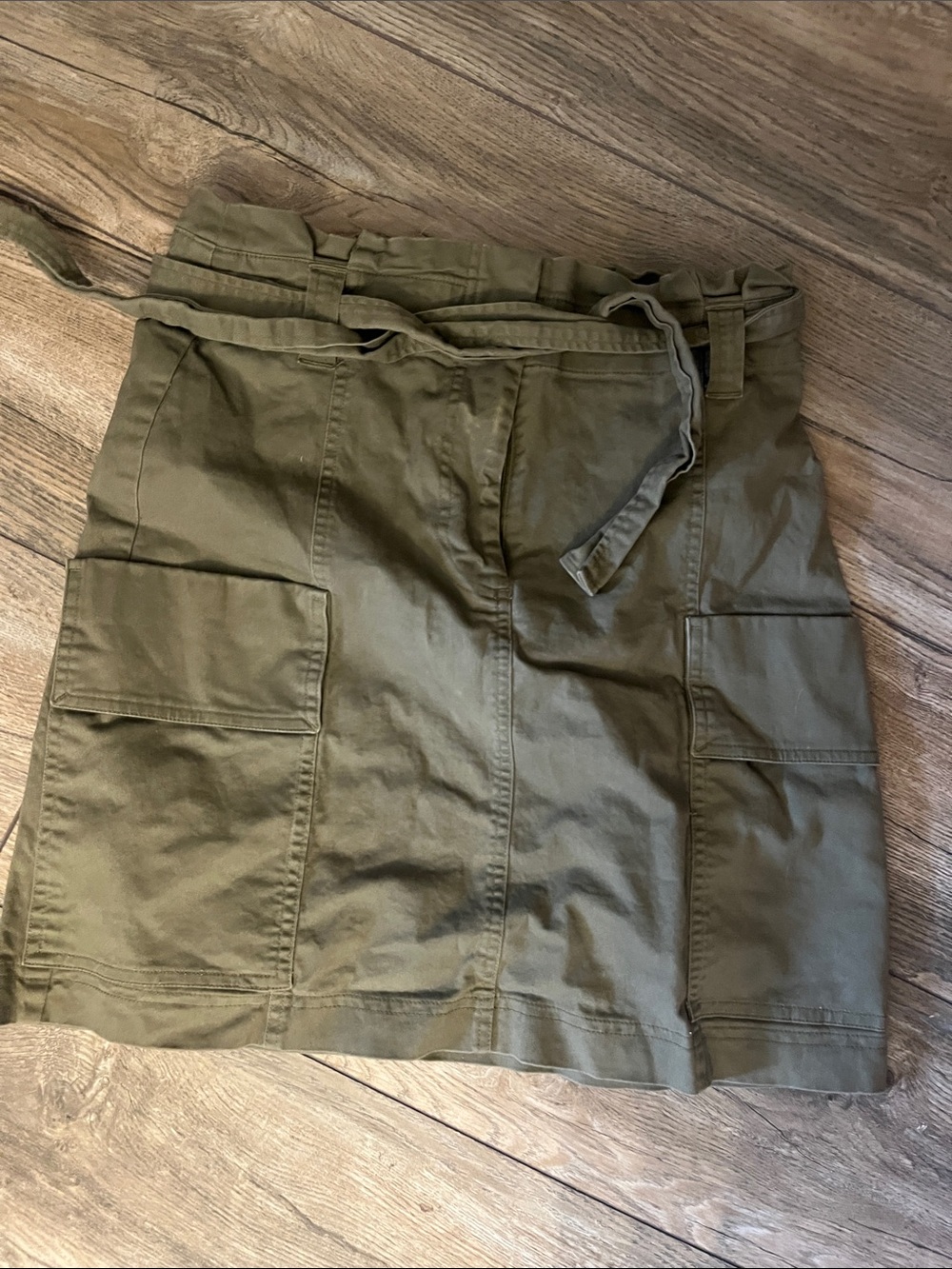 Loft Olive green Utility Mini cargo Skirt with Tie Waist